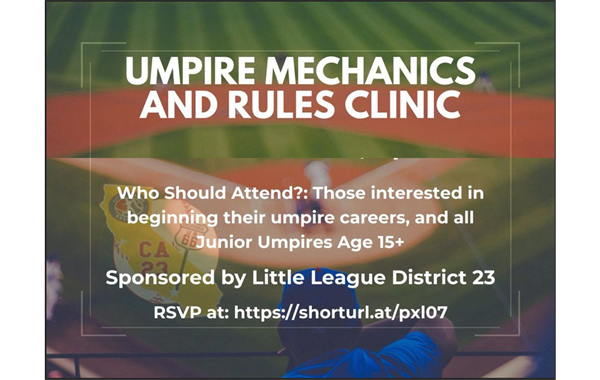 New Umpires Mechanics and Rules Clinic